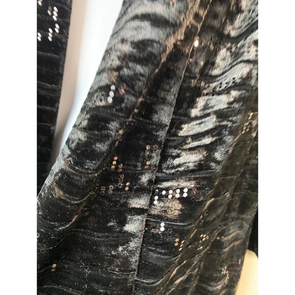 Frank Lyman Black Velvet Sequined Cardigan Size 14 Glitter Event Whimsigoth Goth - Picture 14 of 14